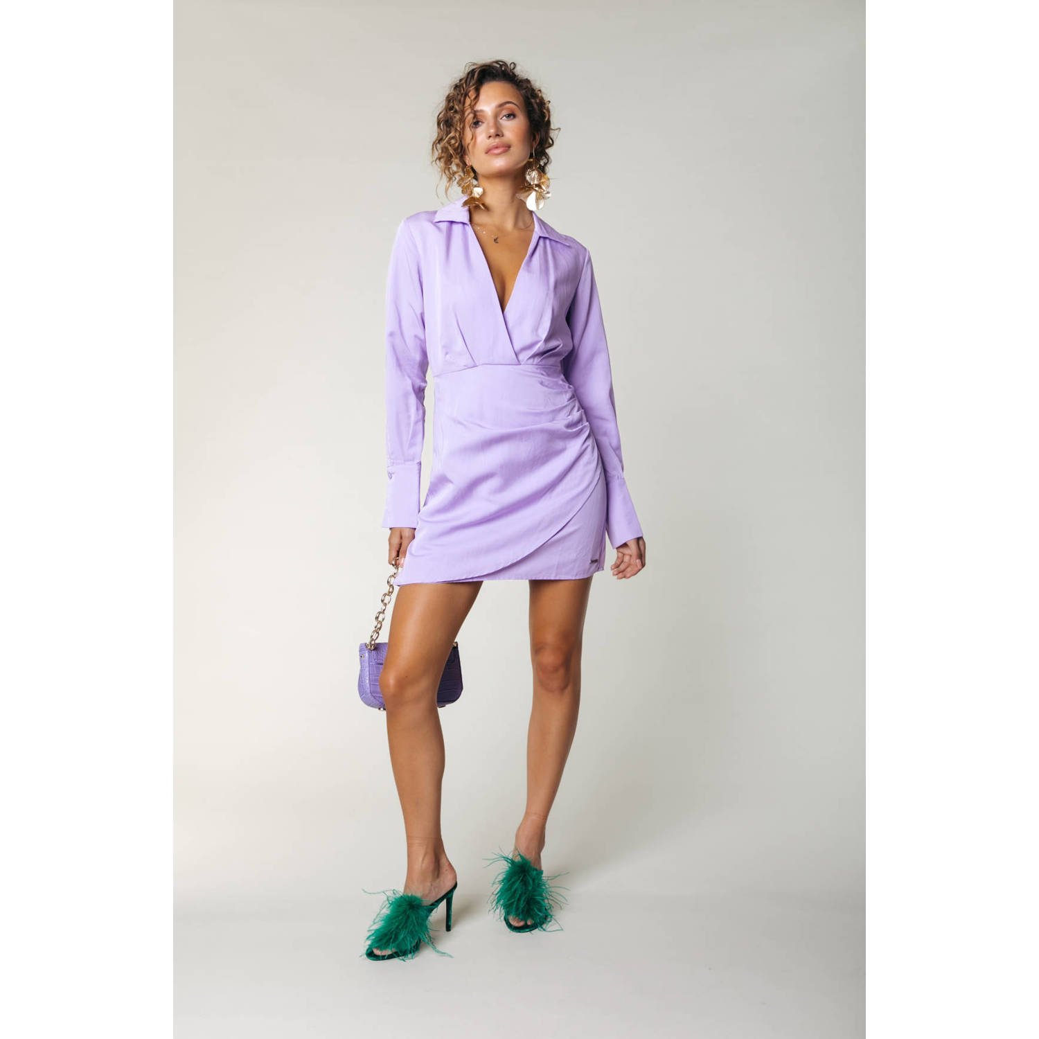 Colourful Rebel Lila Wrap Jurk Runa Purple Dames