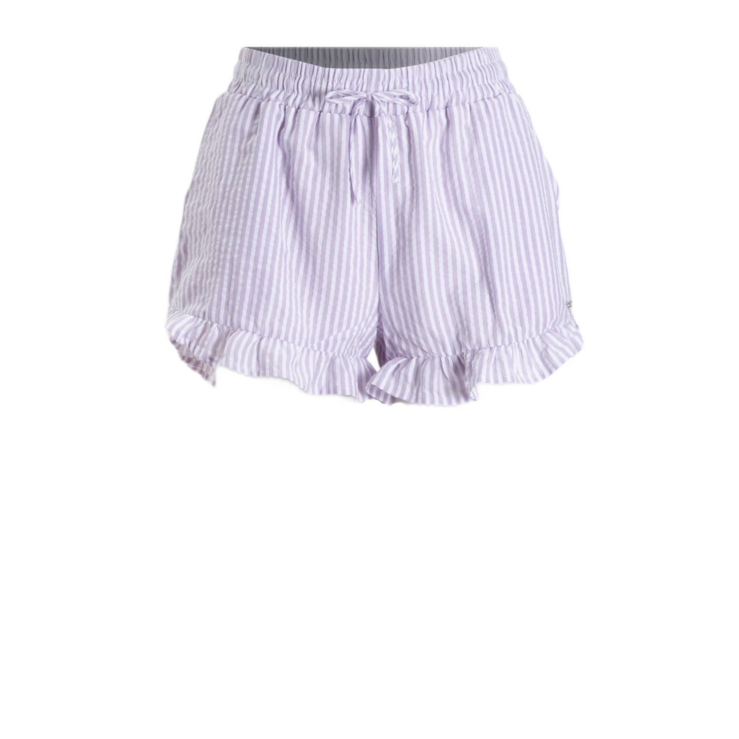 COLOURFUL REBEL Dames Broeken Sensa Striped Ruffle Short Lila