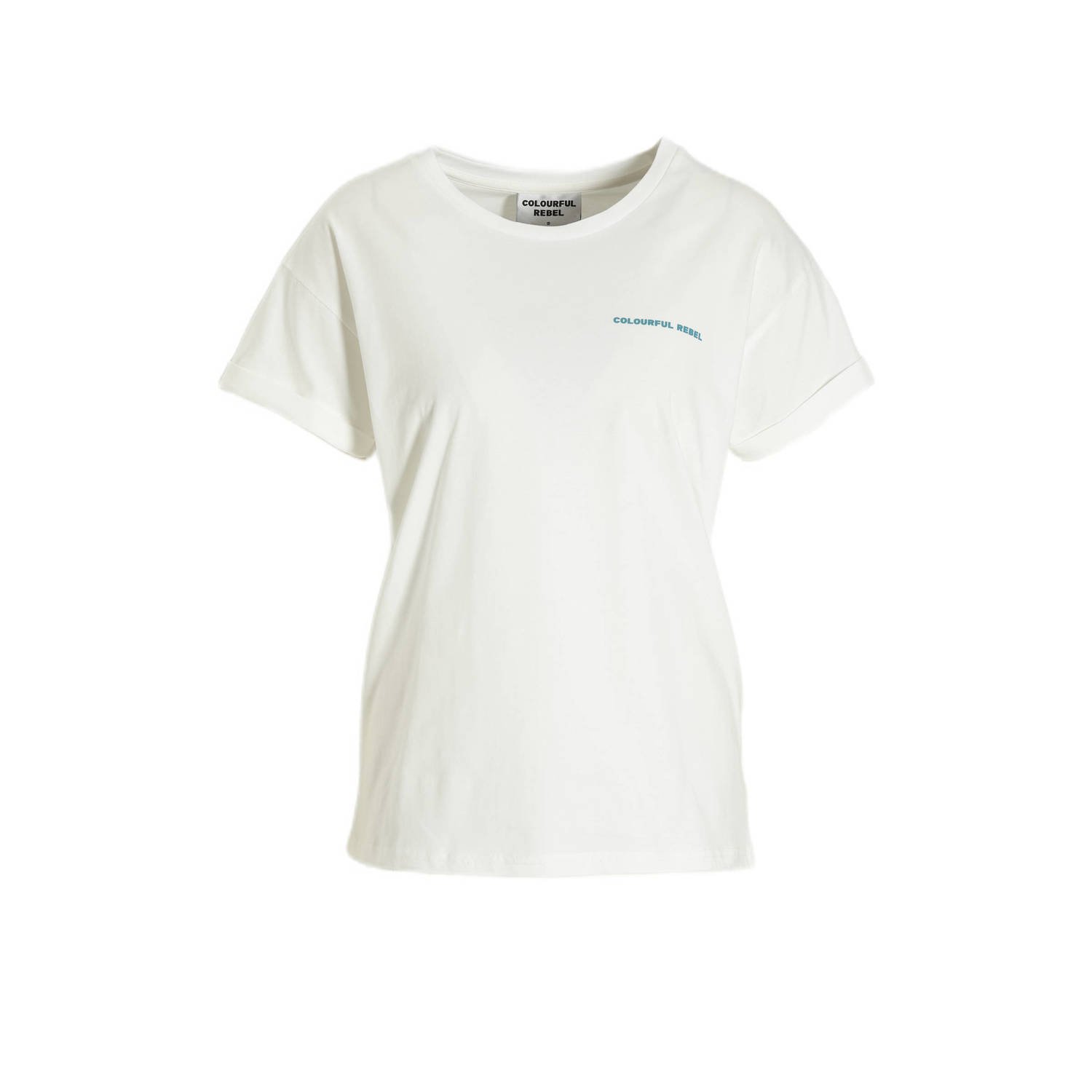 Colourful Rebel T-shirt Summer Essence met backprint wit lila
