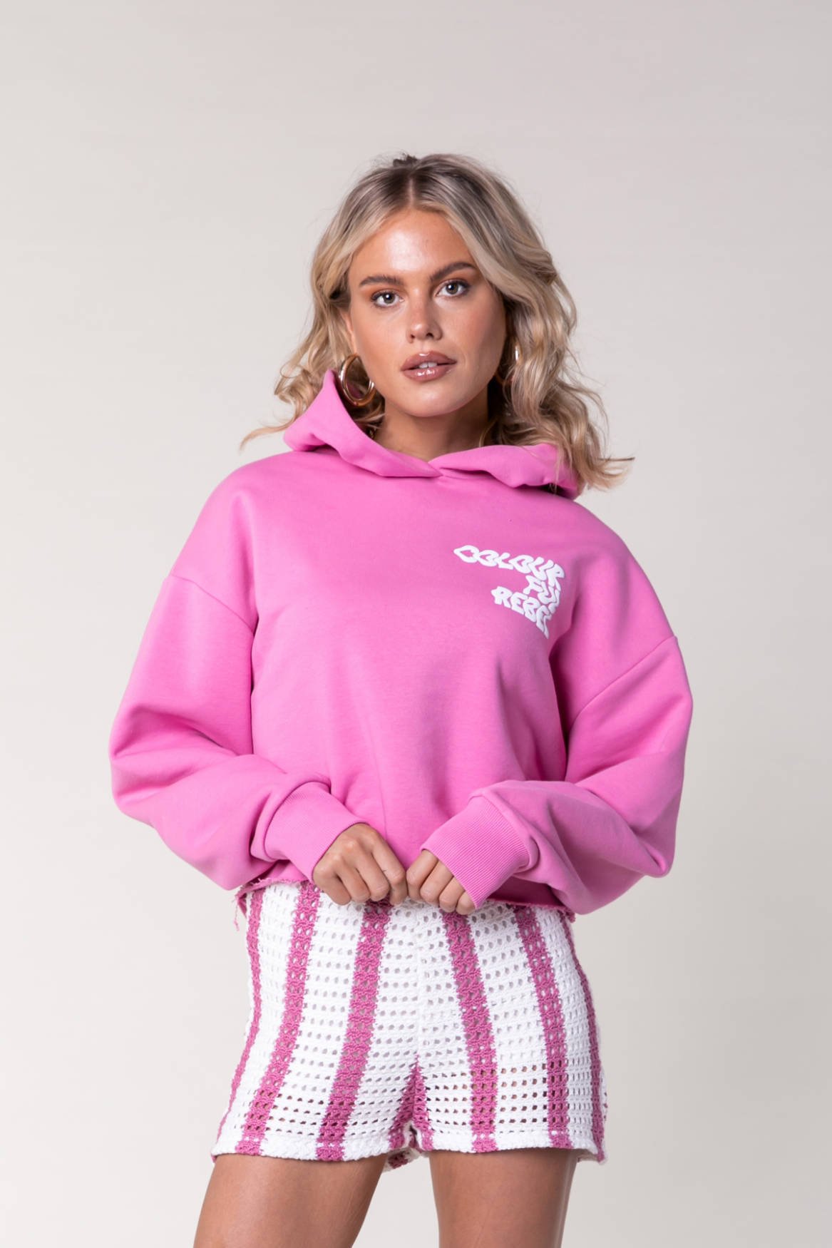 Colourful Rebel hoodie met printopdruk roze wit wehkamp