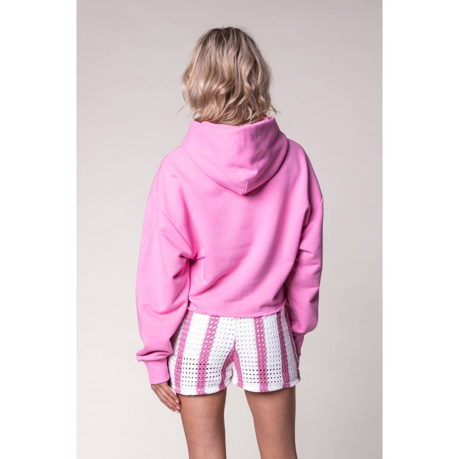 Colourful Rebel hoodie met printopdruk roze wit