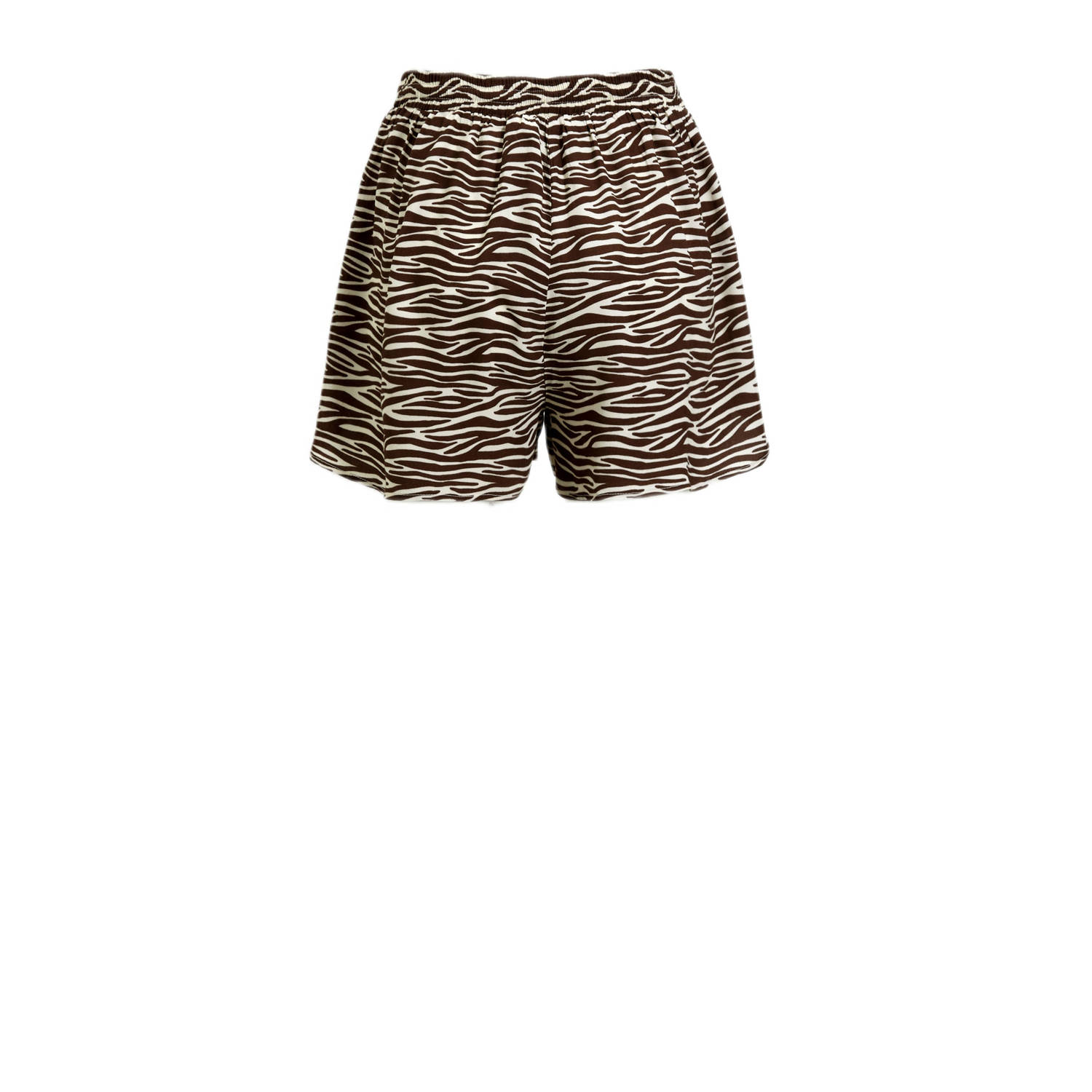 Colourful Rebel high waist loose fit short Tilly met zebraprint bruin beige