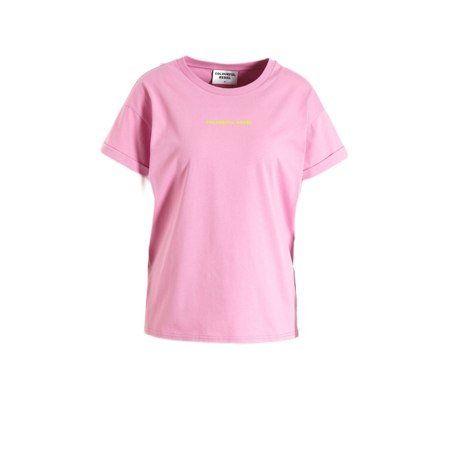 COLOURFUL REBEL Dames Tops & T-shirts Uni Logo Boxy Tee Roze