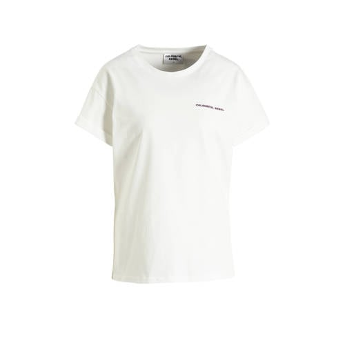 Colourful Rebel T-shirt met backprint wit/ roze