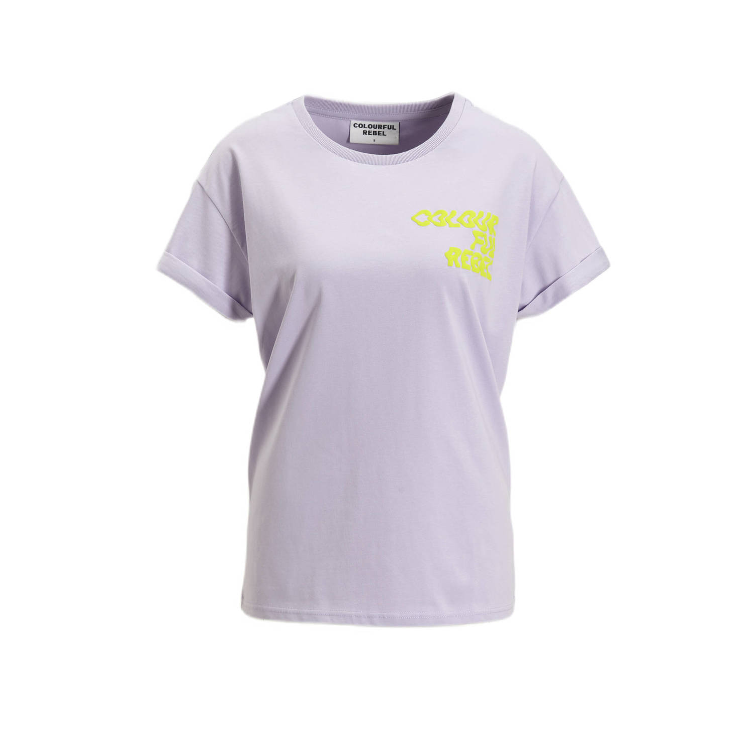 COLOURFUL REBEL Dames Tops & T-shirts Logo Wave Boxy Tee Lila