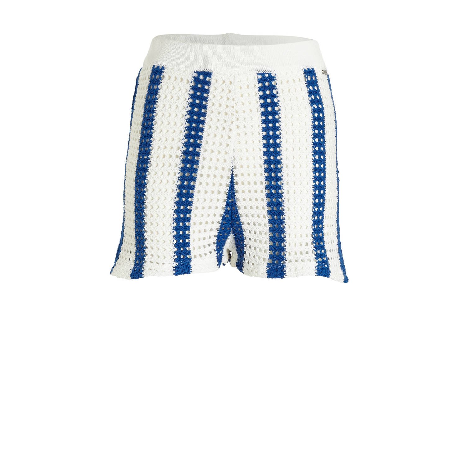 Colourful Rebel gestreepte regular fit crochet short Nolita blauw wit