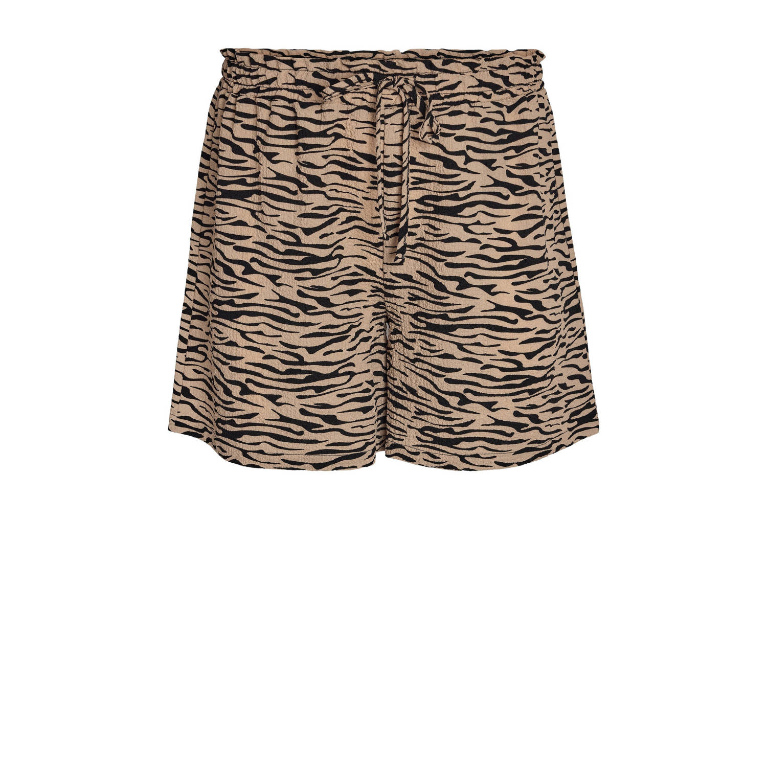 NOISY MAY Curve high waist regular fit short NMRIPPLE met all over print bruin zwart