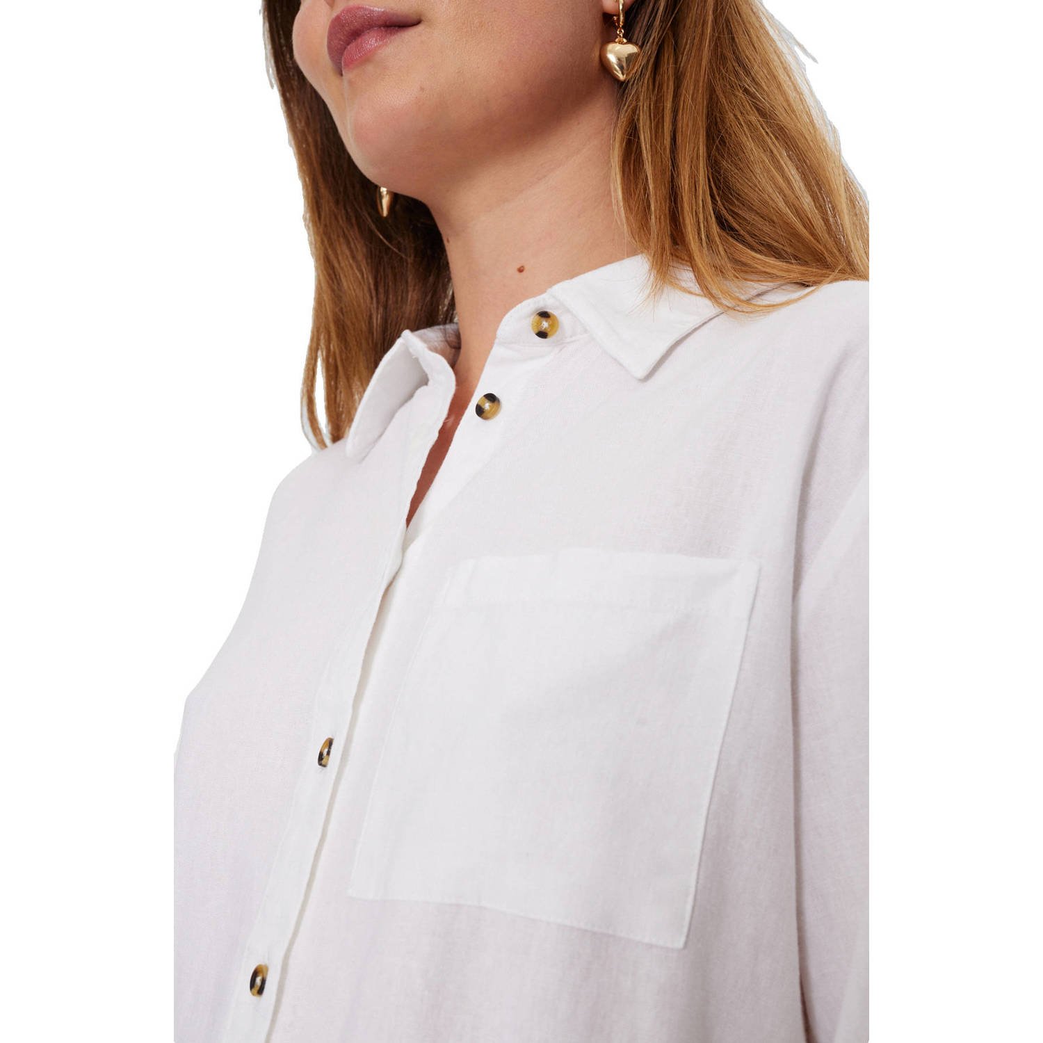 FREEQUENT Overhemdblouse FQLAVA-SH-SIMPLE van linnenmix met borstzak
