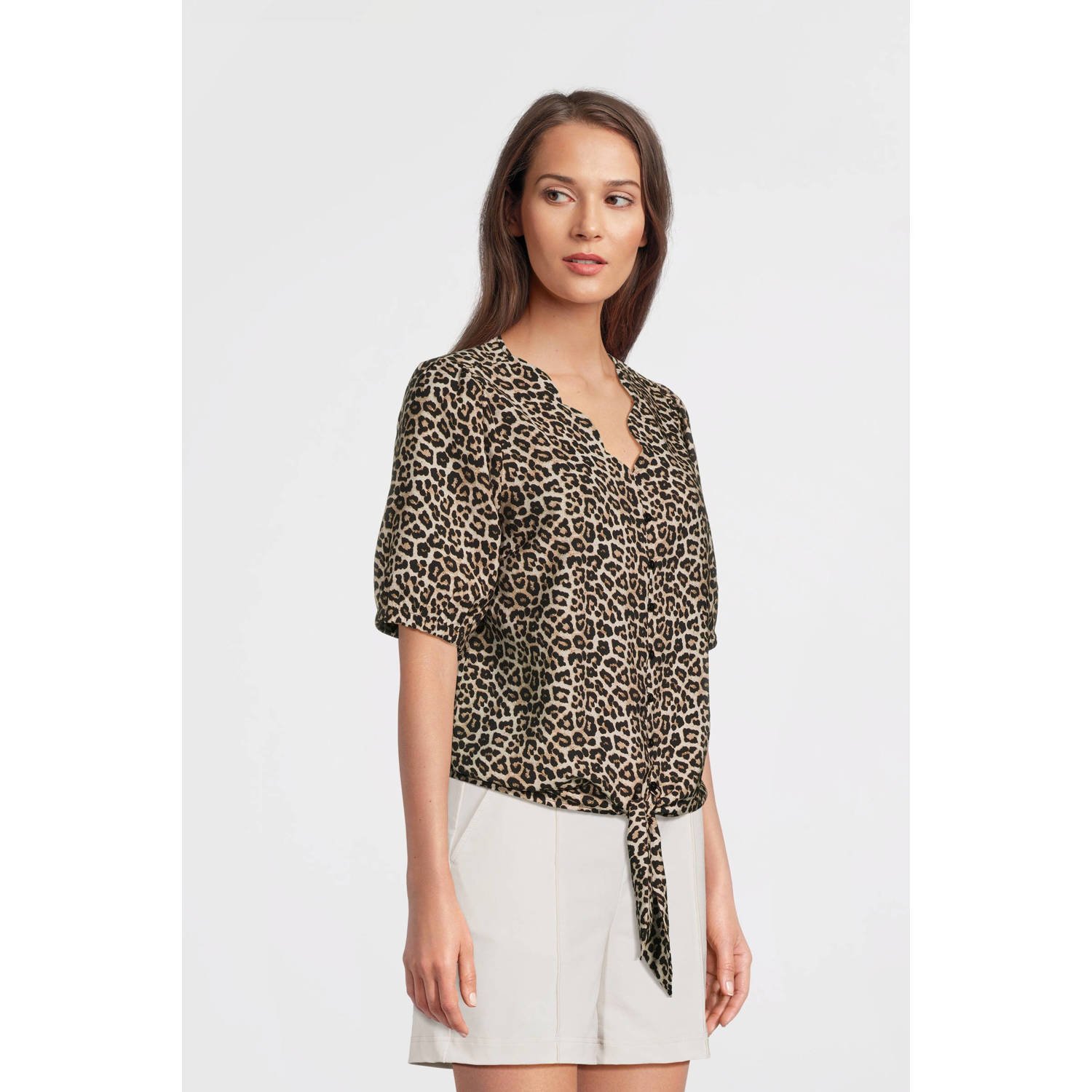 FREEQUENT top FQABY met dierenprint zwart beige