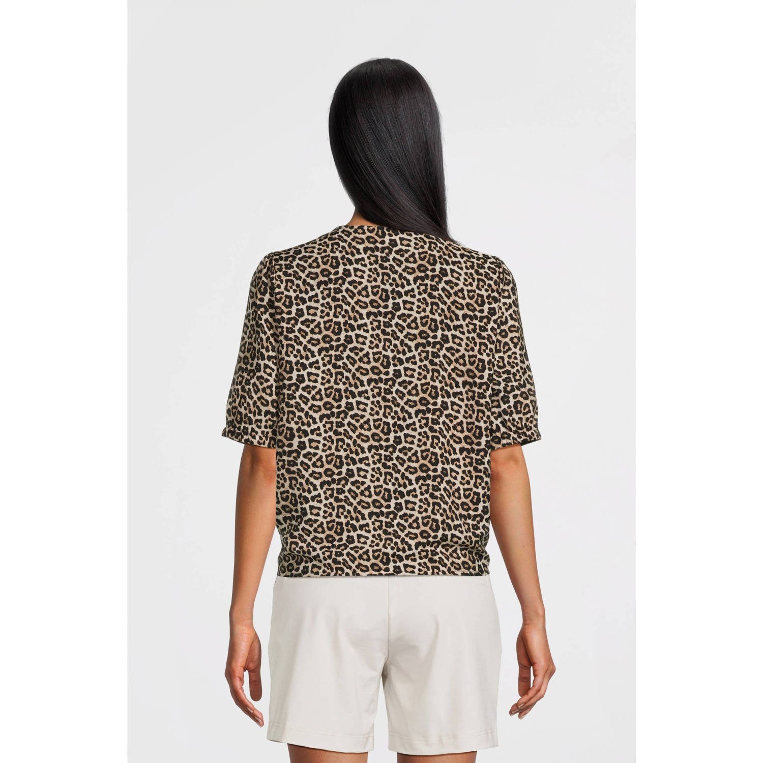 FREEQUENT top FQABY met dierenprint zwart beige