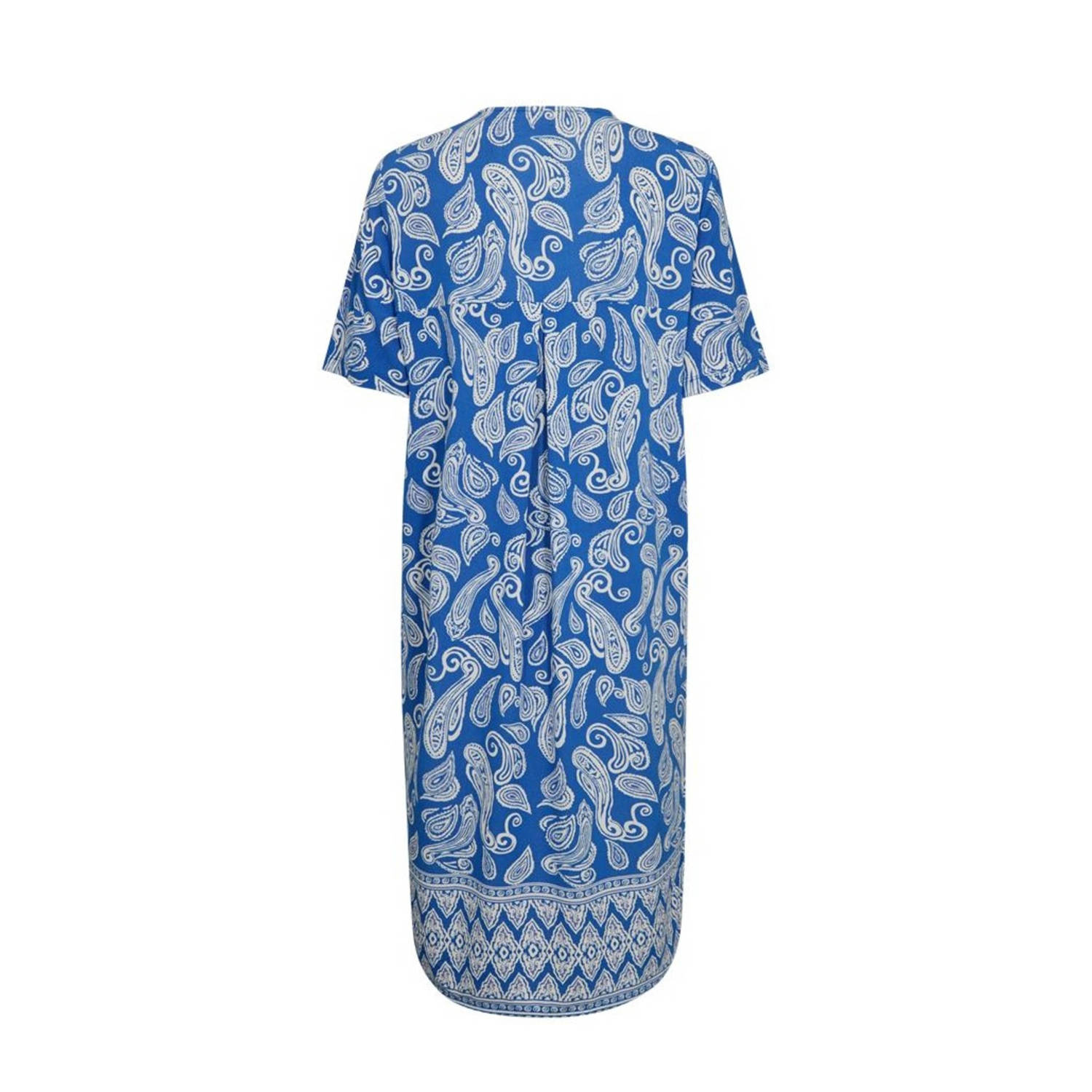 FREEQUENT jurk met paisleyprint blauw ecru