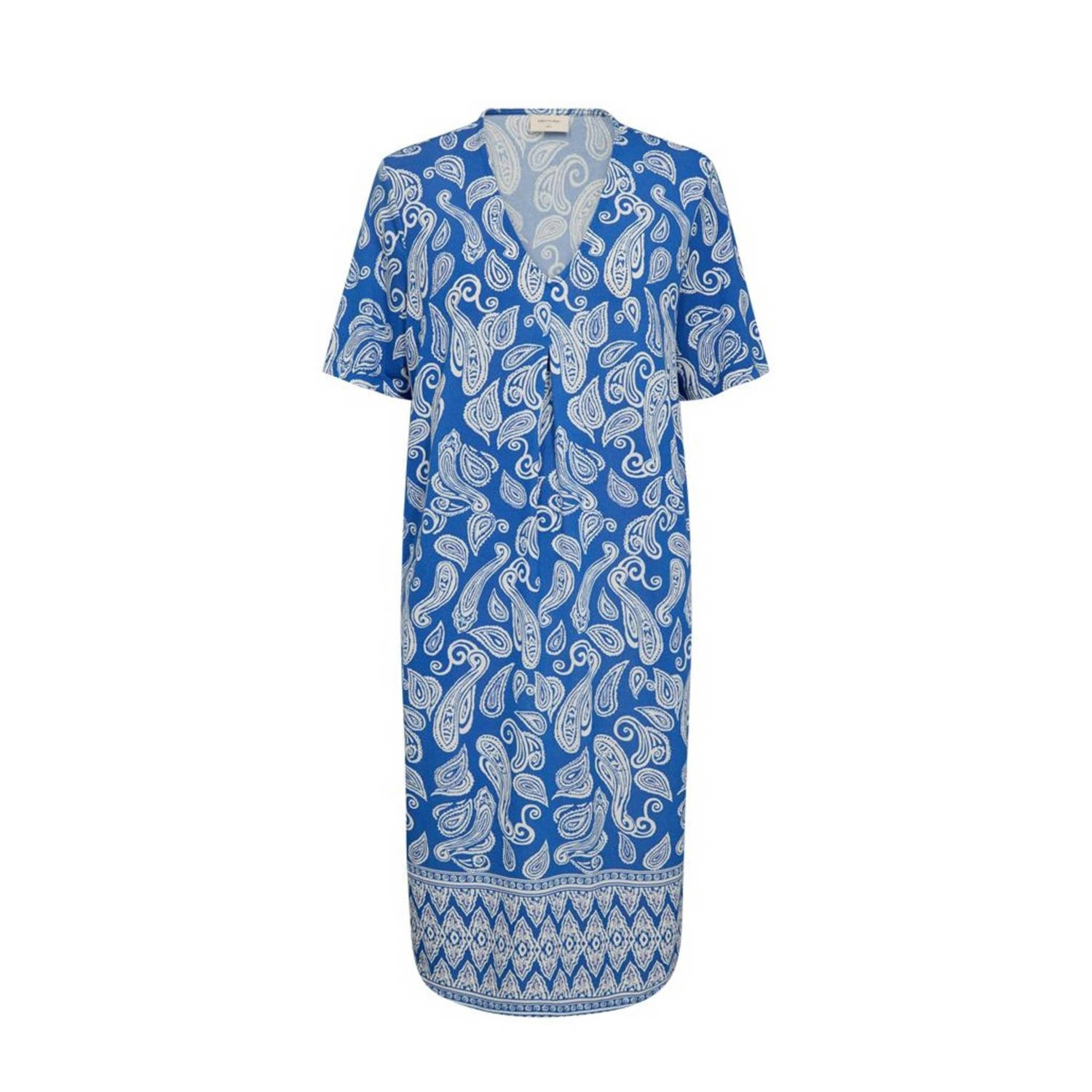 FREEQUENT jurk met paisleyprint blauw ecru