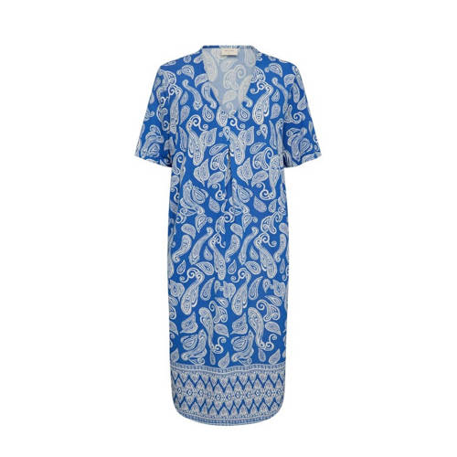 FREEQUENT jurk met paisleyprint blauw/ecru