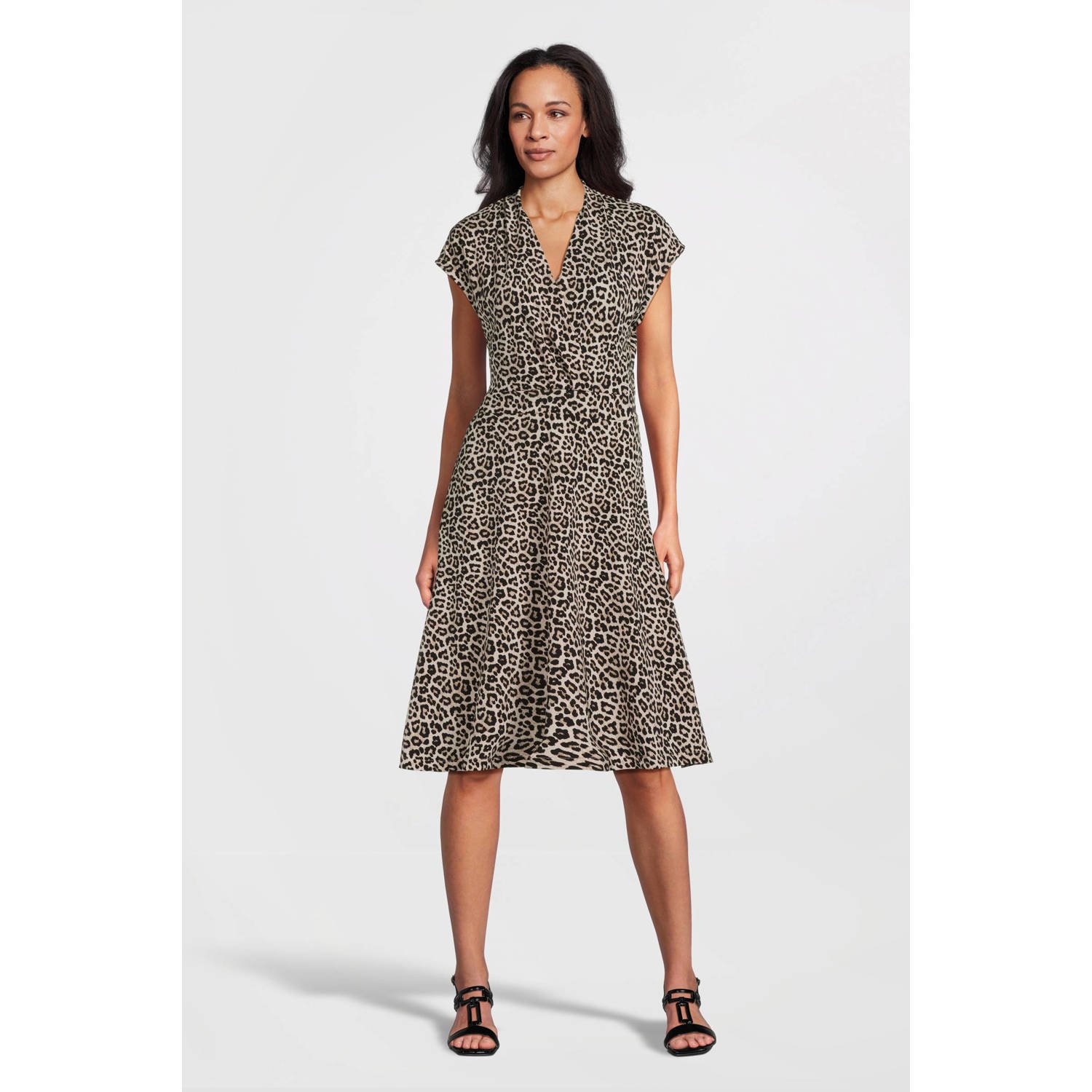 FREEQUENT jurk FQYRSA-DRESS met dierenprint zwart bruin