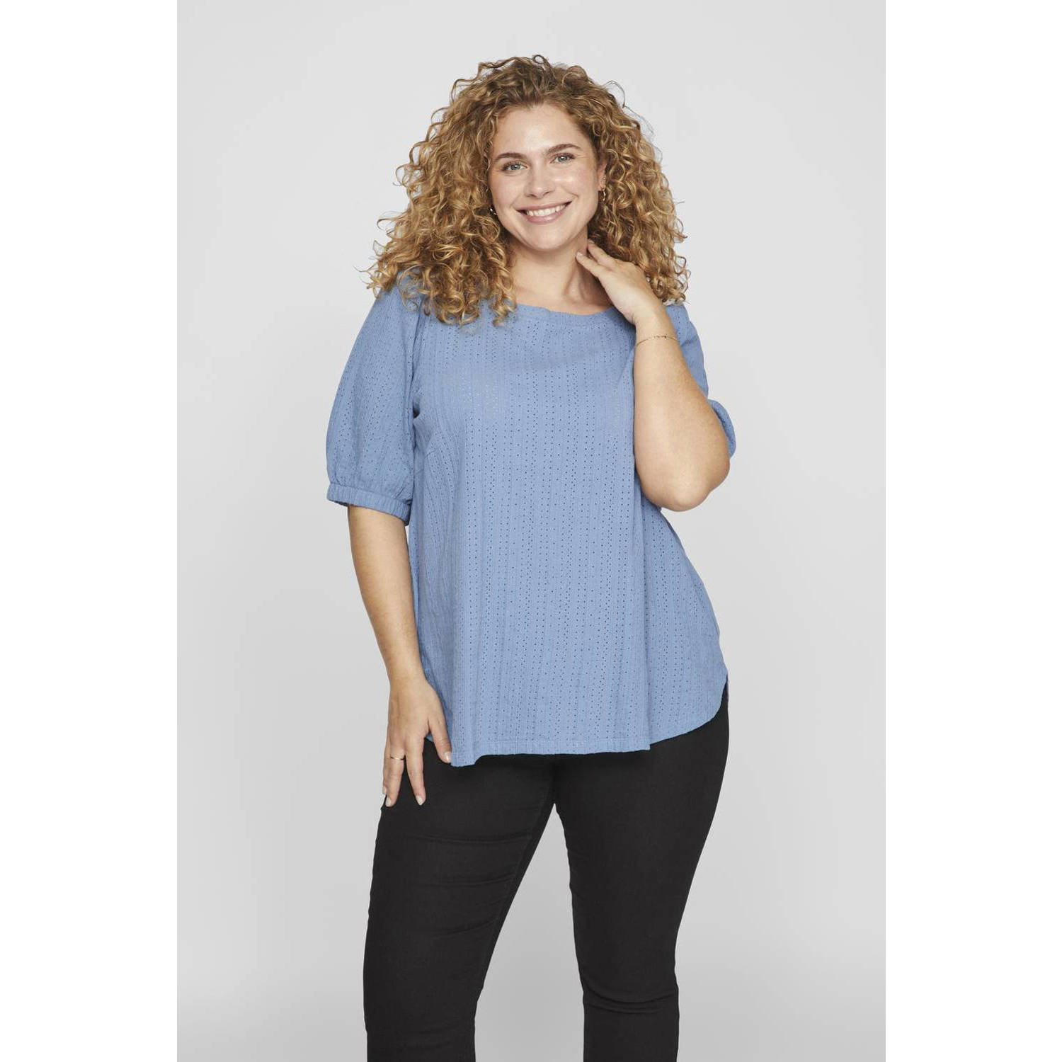 EVOKED VILA top VILIBRE BOATNECK blauw