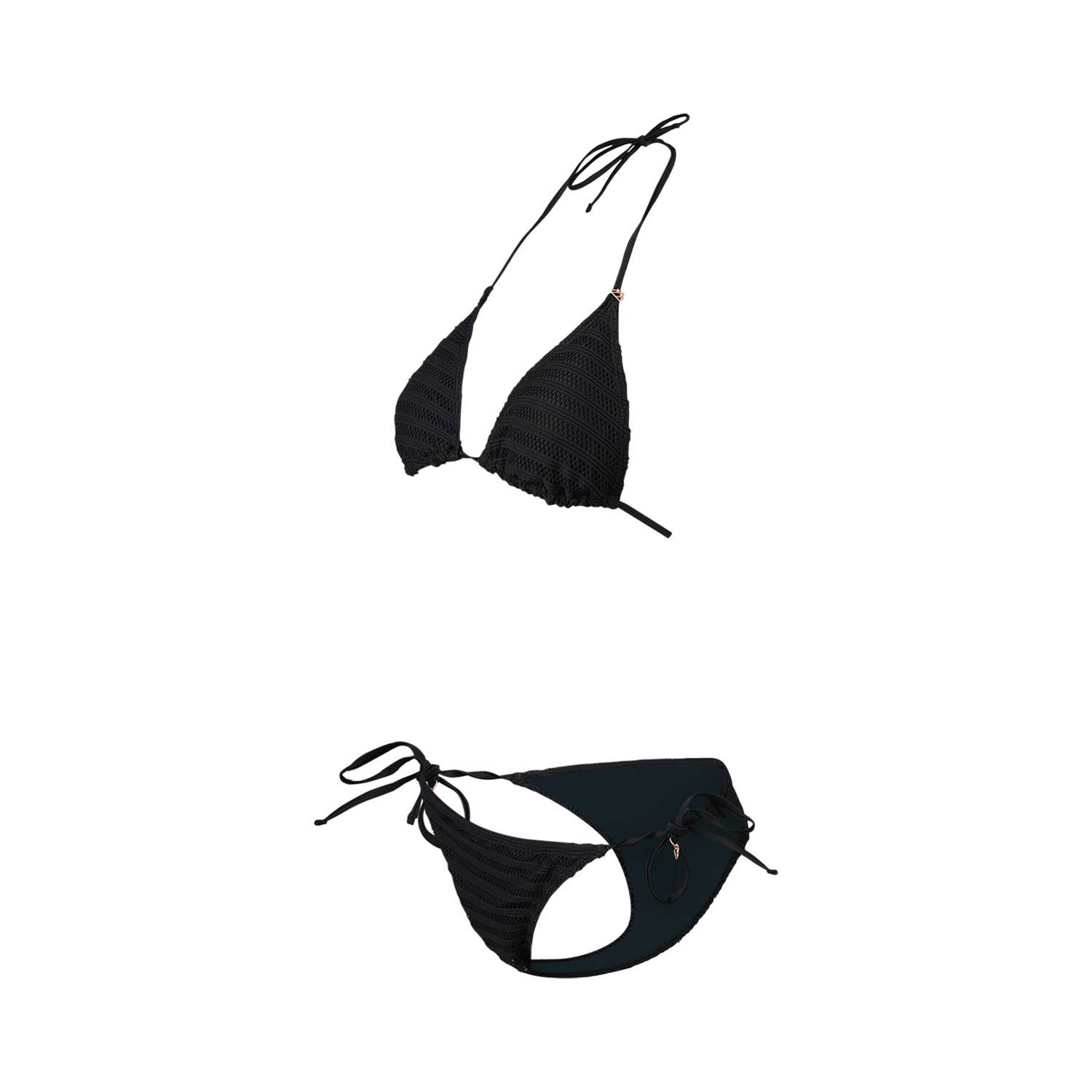 Brunotti voorgevormde crochet triangel bikini Mahlia zwart