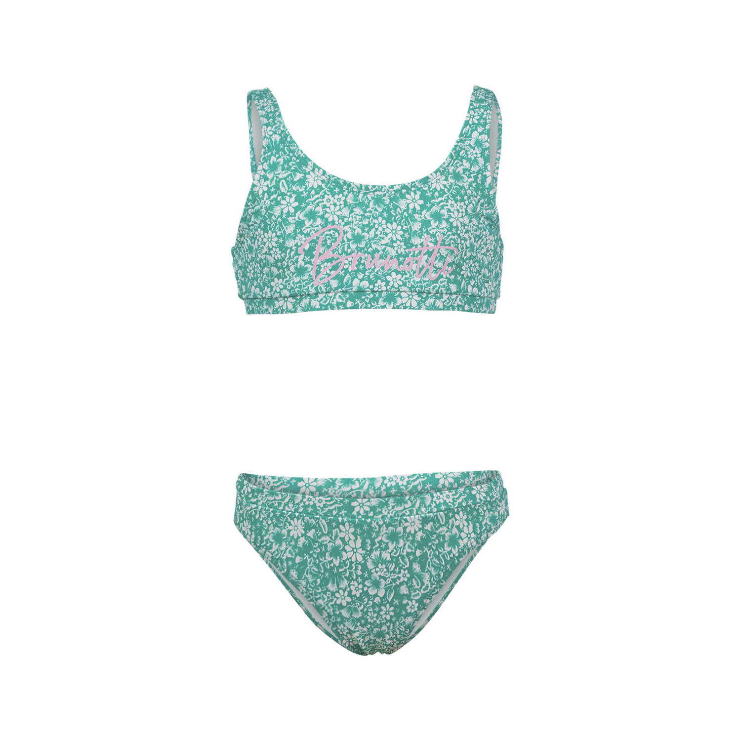 Brunotti crop bikini Cruzini turquoise Groen Meisjes Polyester Bloemen 140