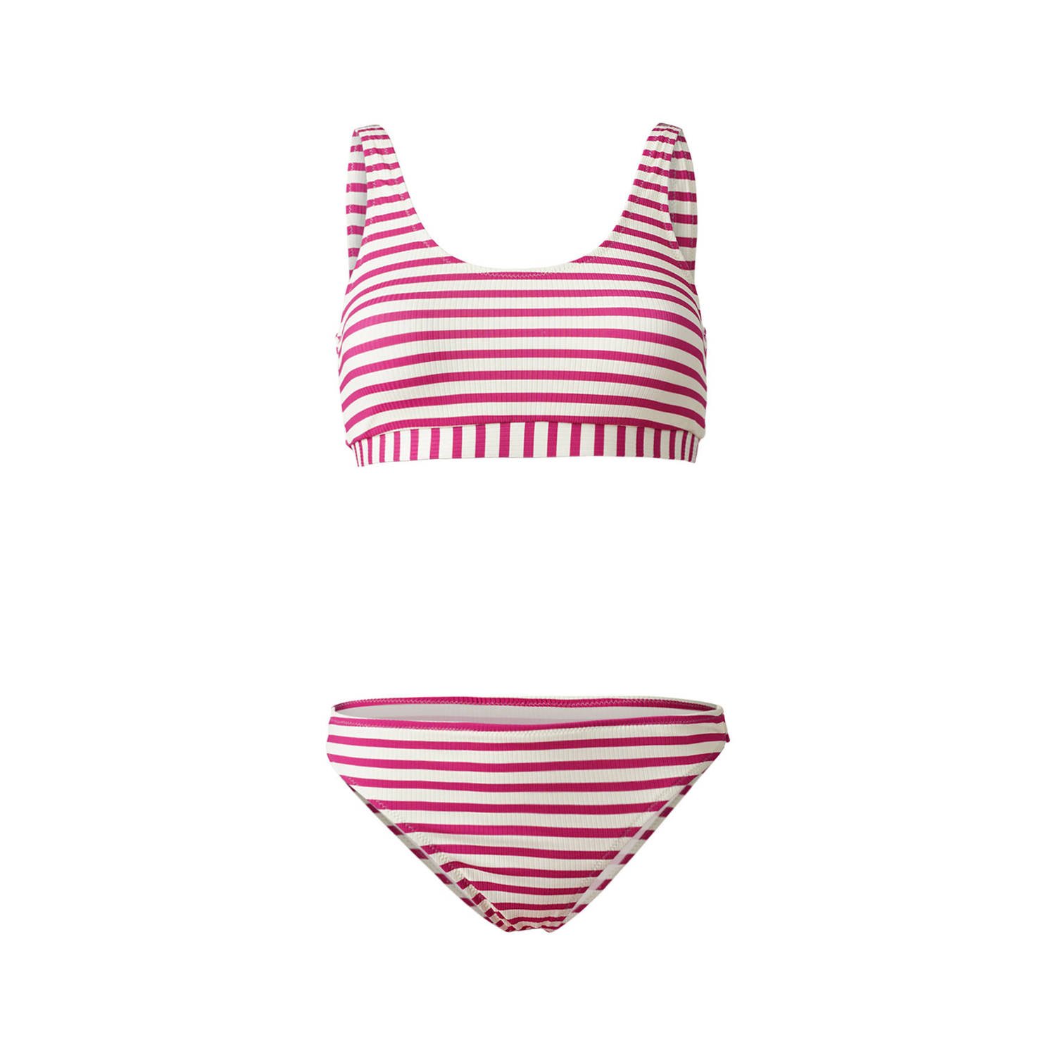 Brunotti voorgevormde crop bikini Isabelle-YD met ribstructuur roze wit