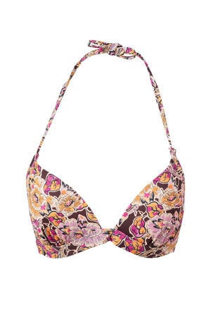 voorgevormde halter bikinitop Lisselot roze/oranje
