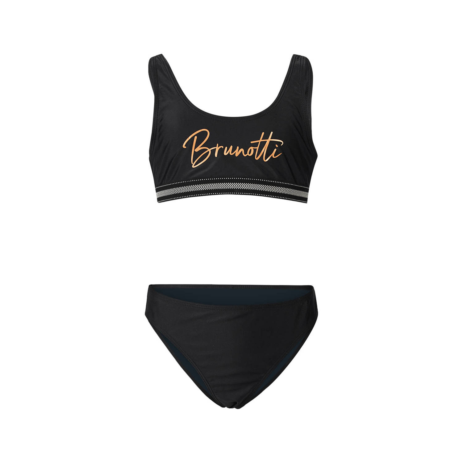 Brunotti crop bikini Mya zwart Meisjes Gerecycled polyester Logo 128