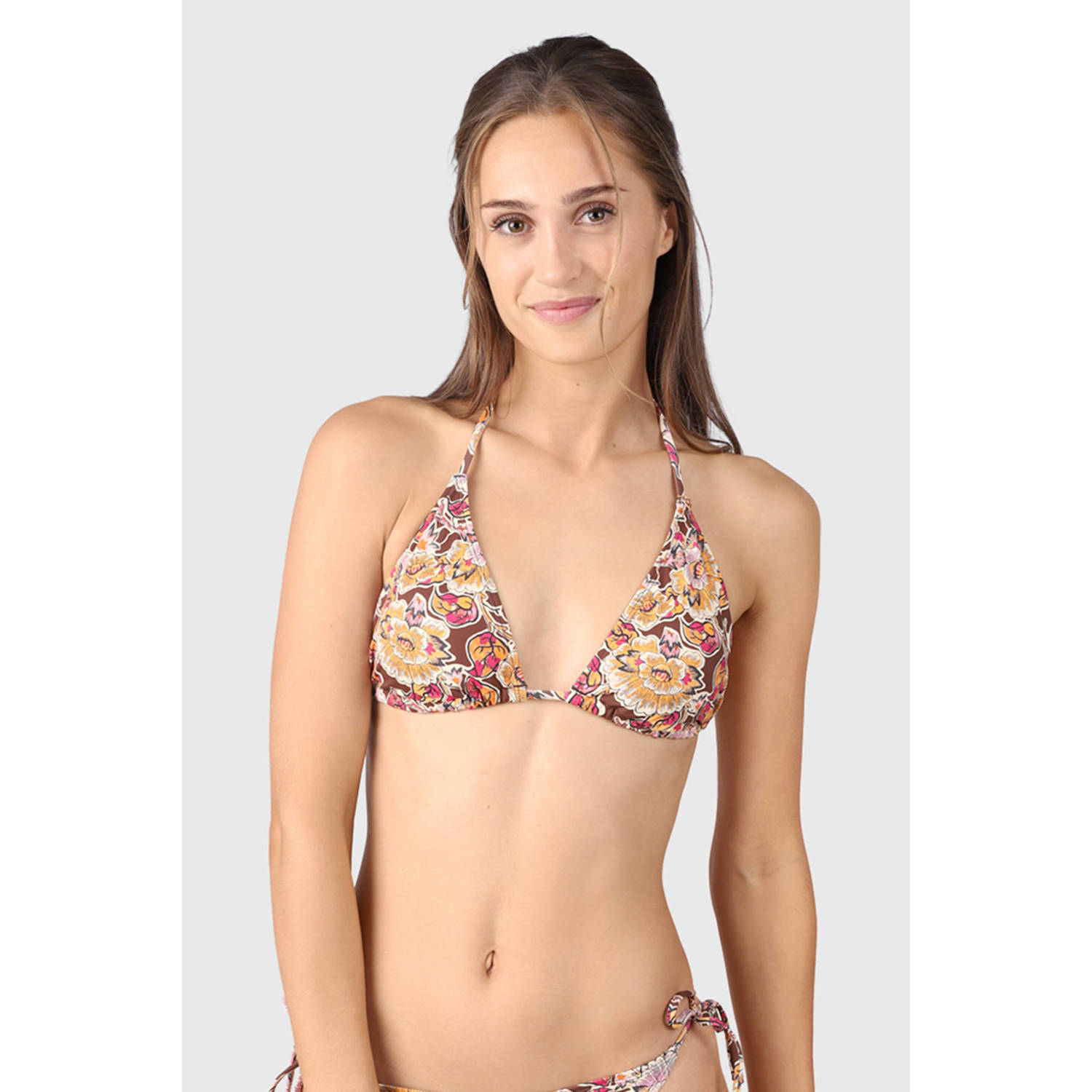Brunotti voorgevormde triangel bikinitop Novalee roze oranje