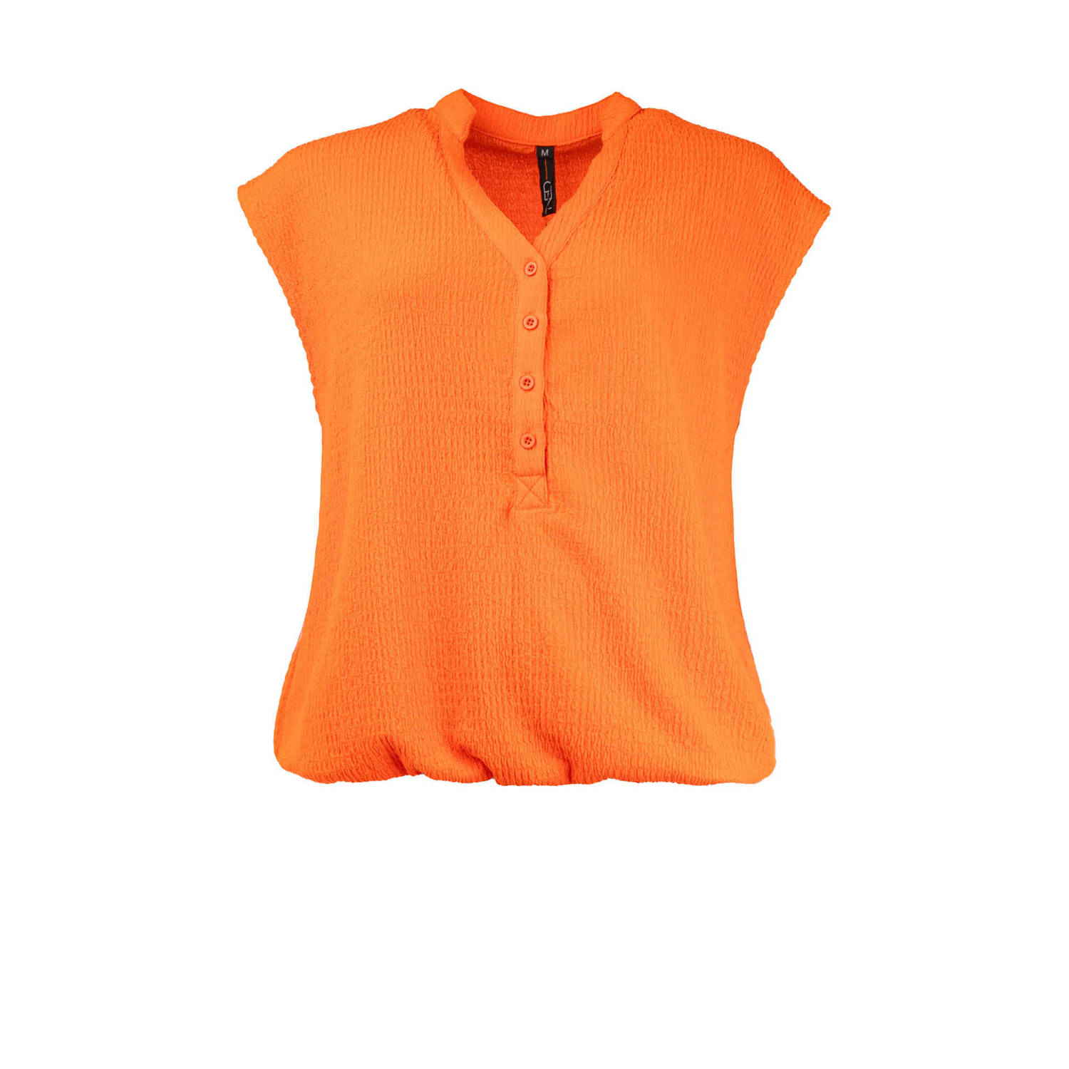 NED blousetop met textuur oranje