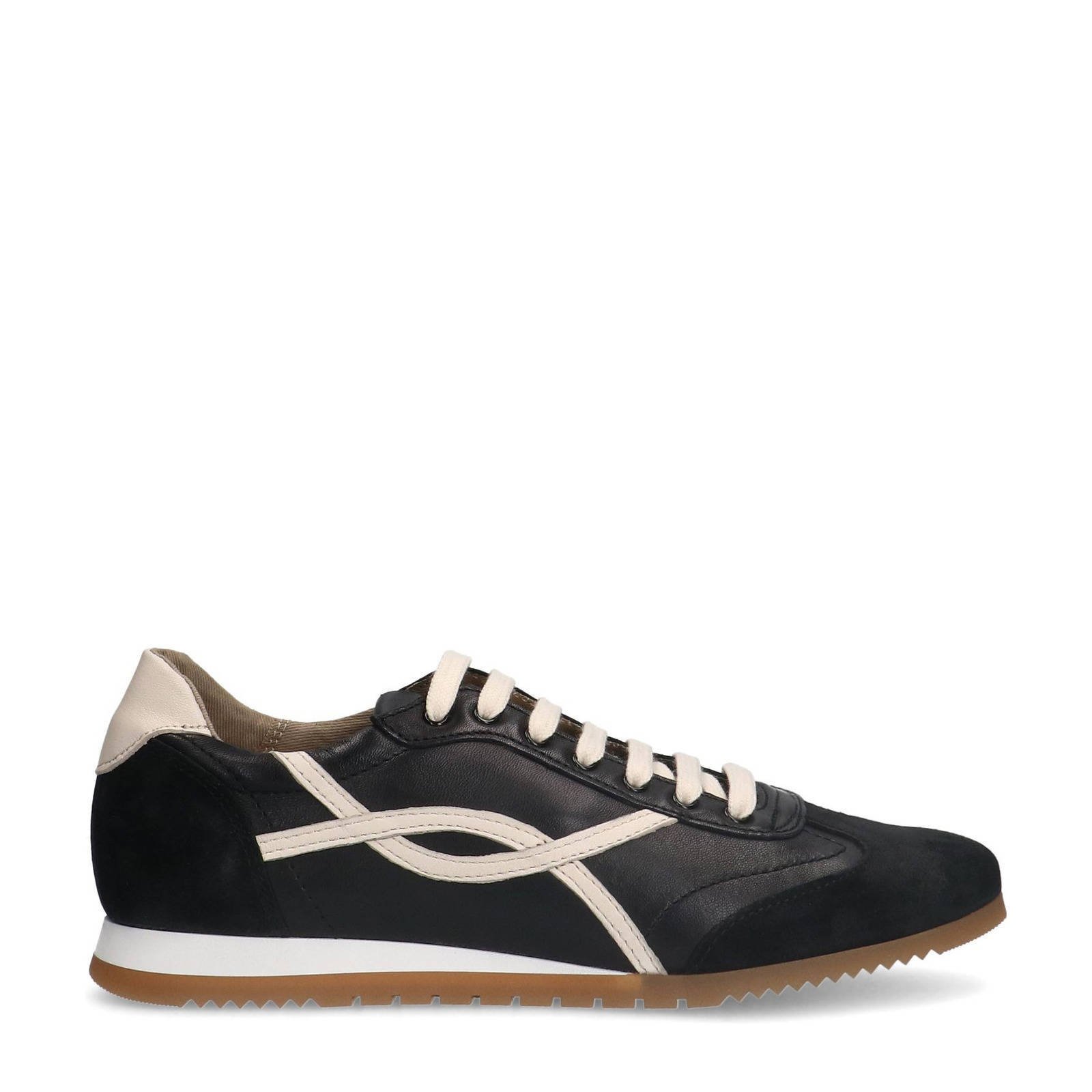 Manfield leren sneakers zwart wehkamp