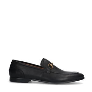 leren loafers met gesp zwart