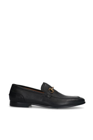 leren loafers met gesp zwart