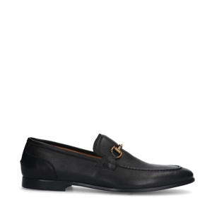 leren loafers met gesp zwart
