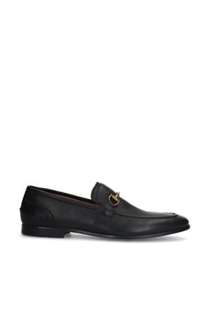 leren loafers met gesp zwart
