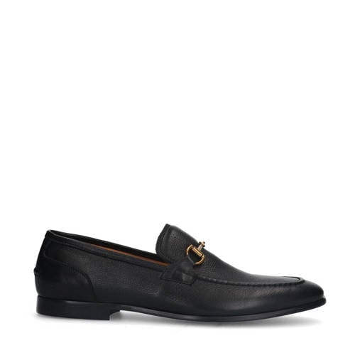 Manfield leren loafers met gesp zwart afbeelding