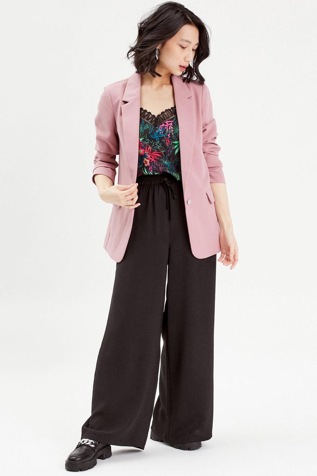 Zwarte dames Cache Cache high waist wide leg broek met effen