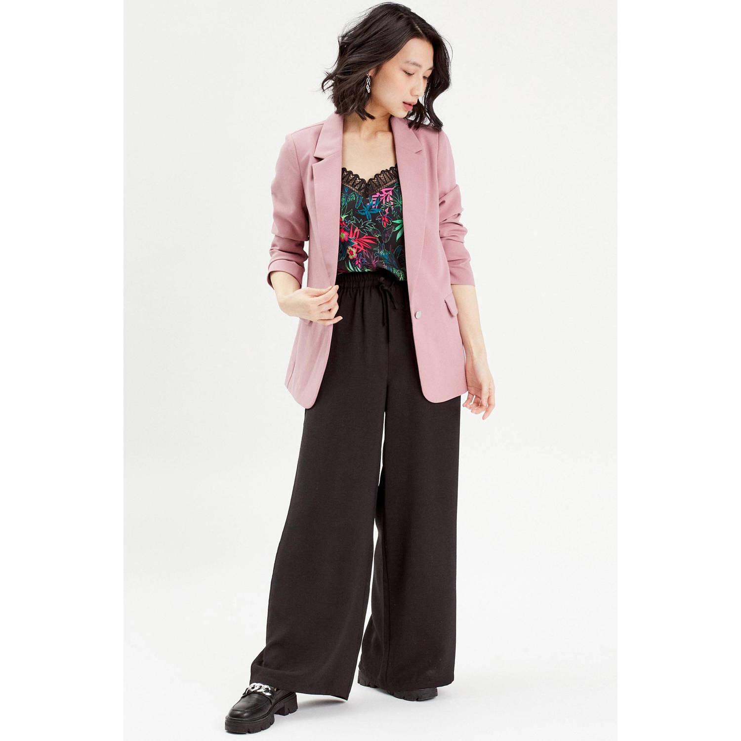 Cache high waist wide leg broek zwart