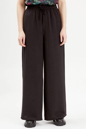 high waist wide leg broek zwart