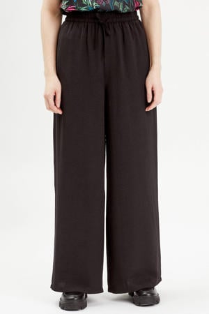 high waist wide leg broek zwart