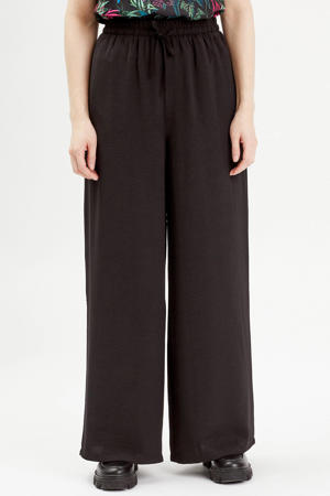 high waist wide leg broek zwart