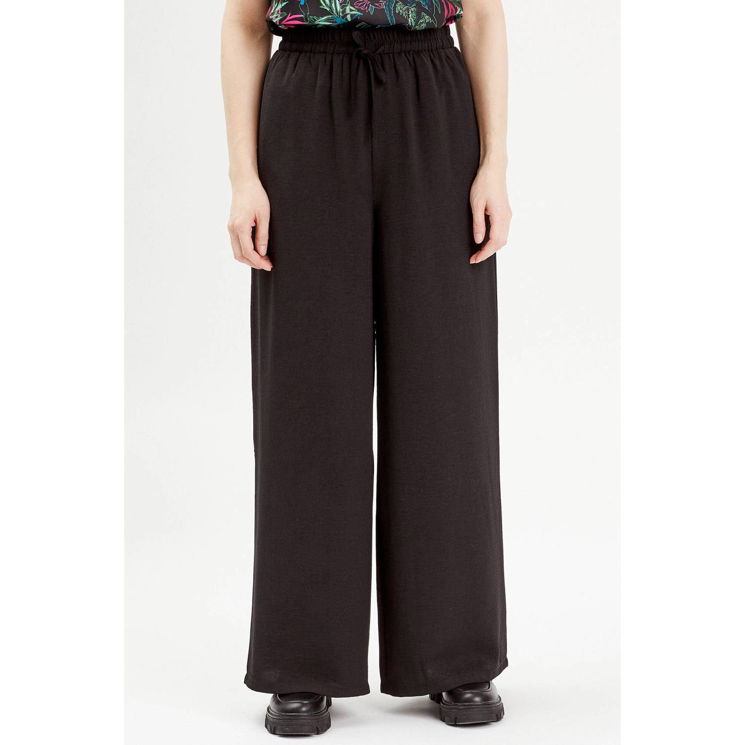 Cache high waist wide leg broek zwart