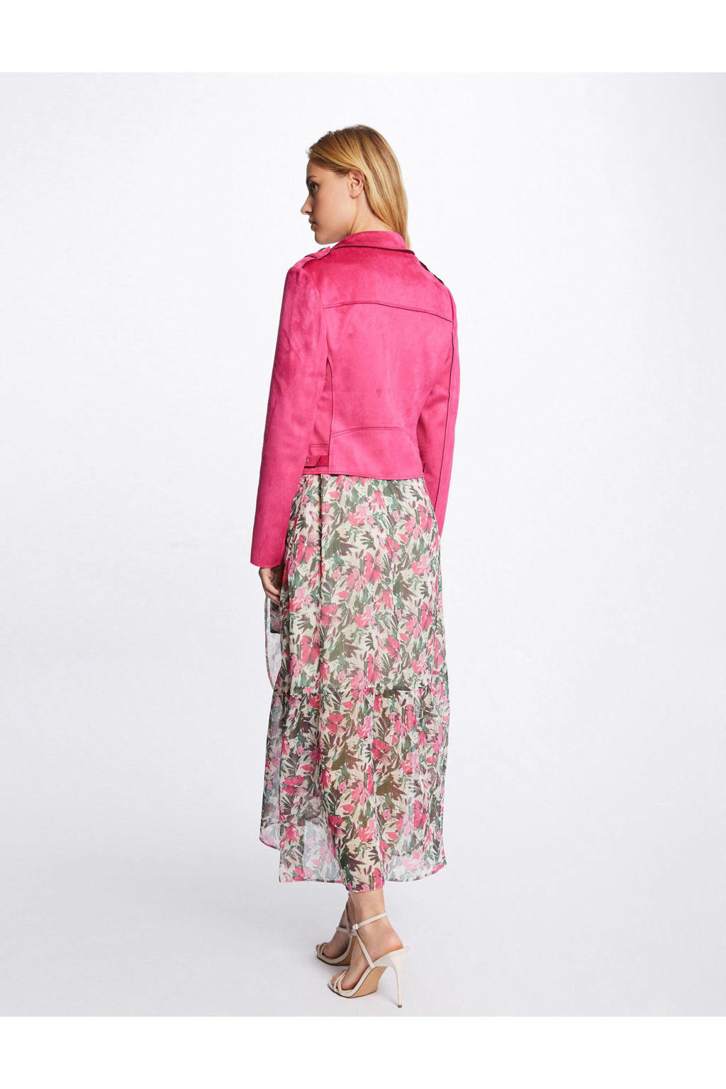 Trendy Oversized Dames PU Leer Bikerjack met Riem Detail