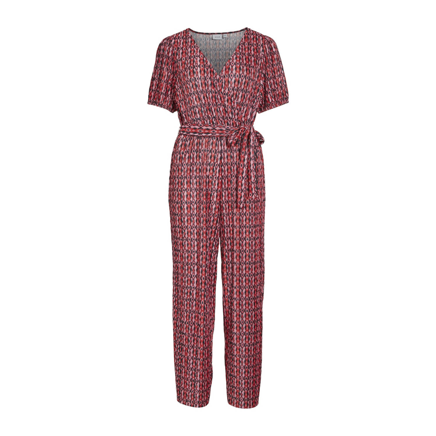 VILA jumpsuit VIPLUSA met all over print roze rood zwart