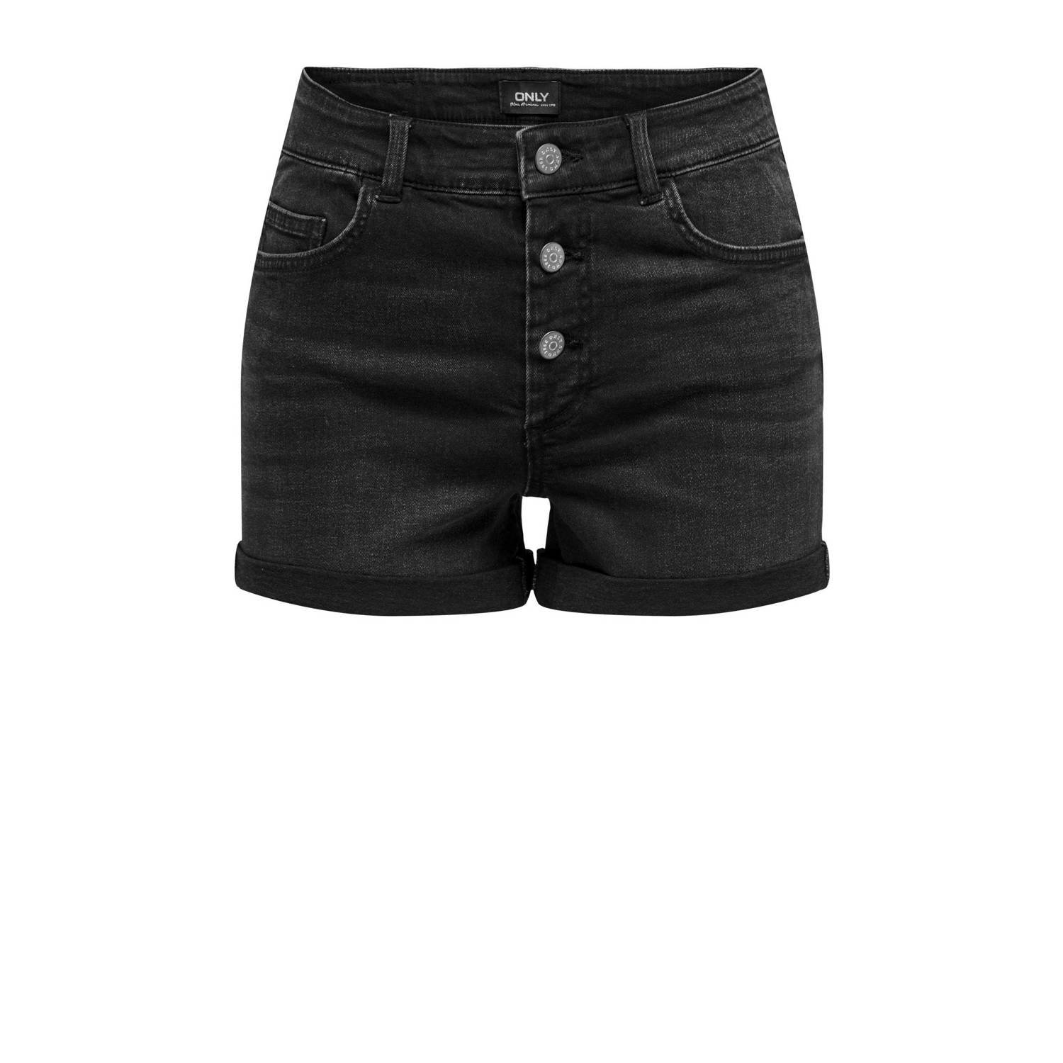 ONLY high waist regular fit short ONLHUSH black denim