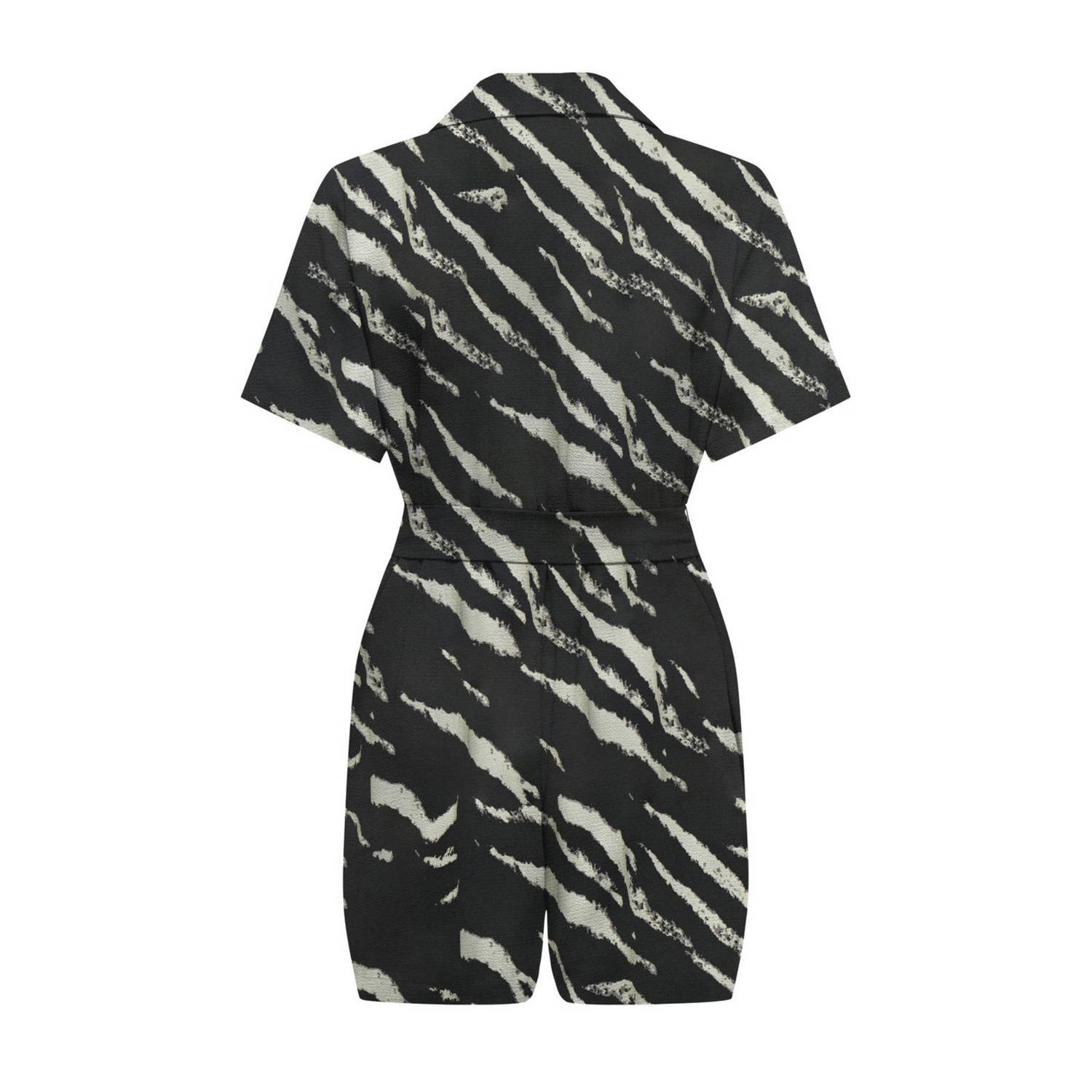 ONLY jumpsuit ONLNOVA met zebraprint zwart grijs