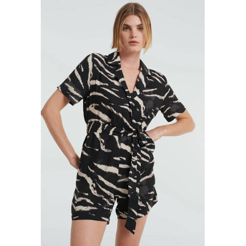 ONLY jumpsuit ONLNOVA met zebraprint zwart/ grijs