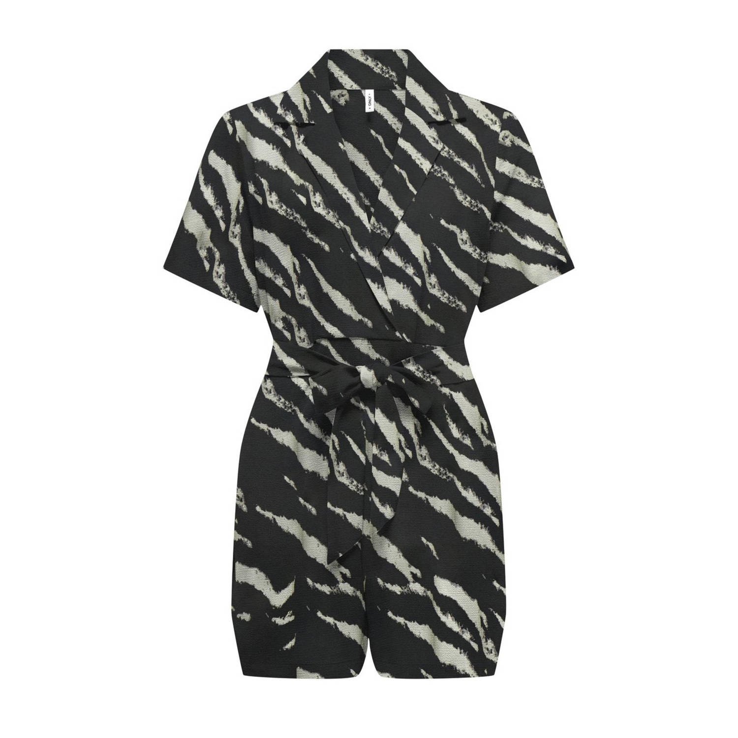 ONLY jumpsuit ONLNOVA met zebraprint zwart grijs