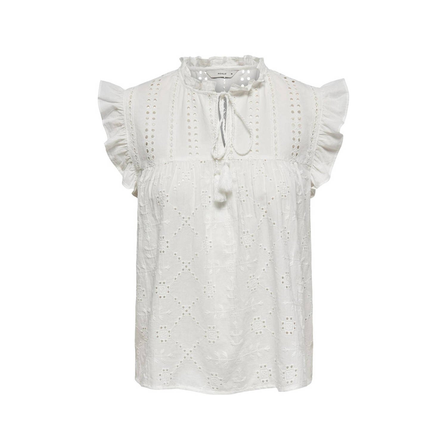 Only Blousetop met broderie anglaise model 'REVA LIFE'