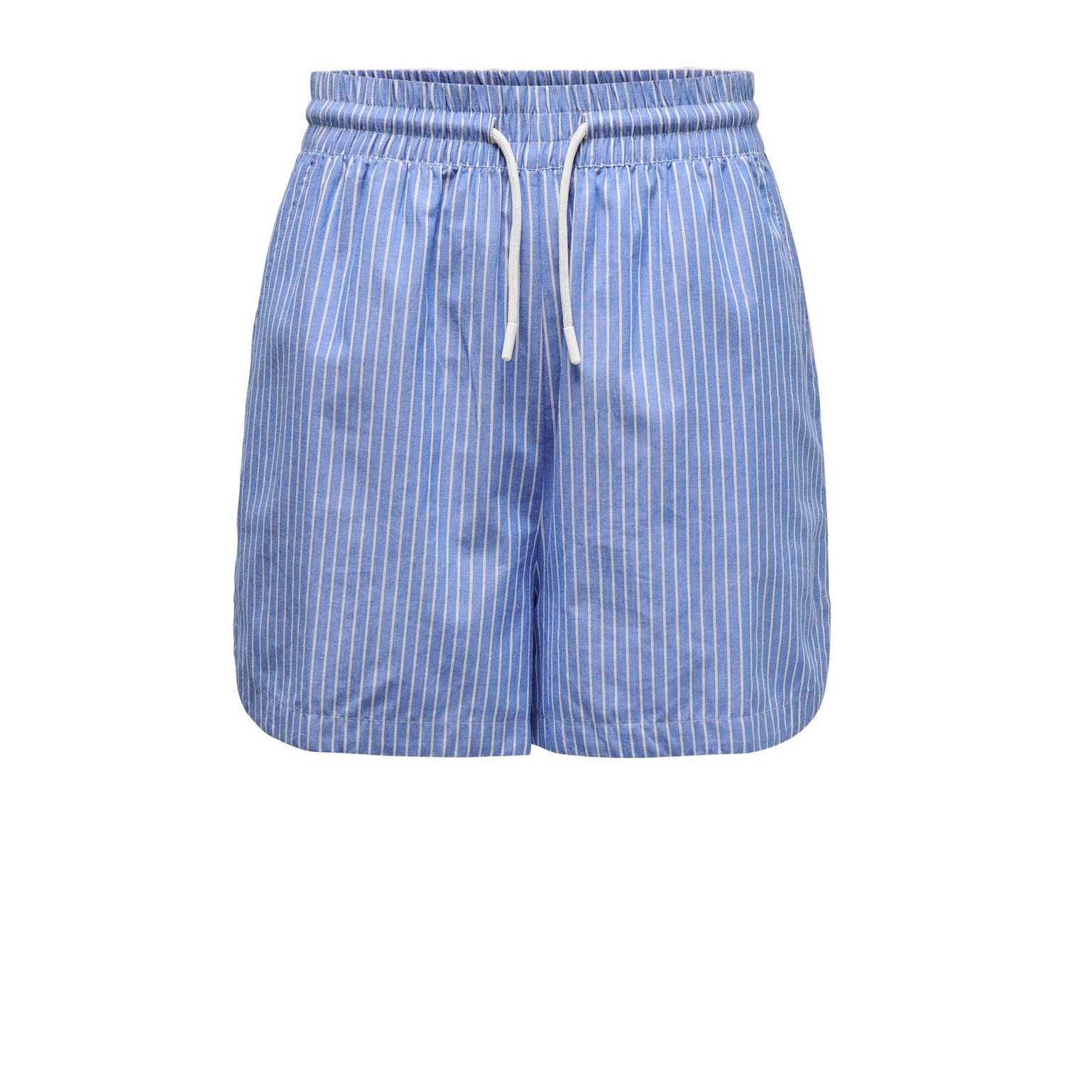 ONLY gestreepte regular fit short ONLARJA blauw wit