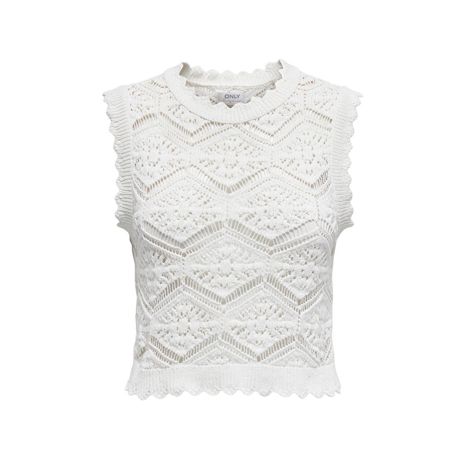 Only Regular fit tricottop van katoenmix model 'FRIDA LIFE'