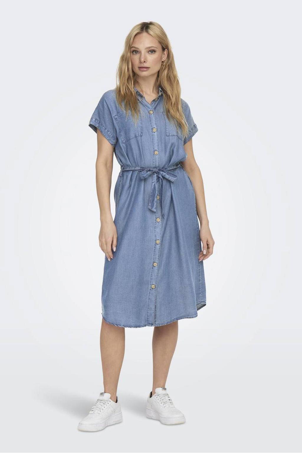 ONLY spijker blousejurk ONLPEMA medium blue denim