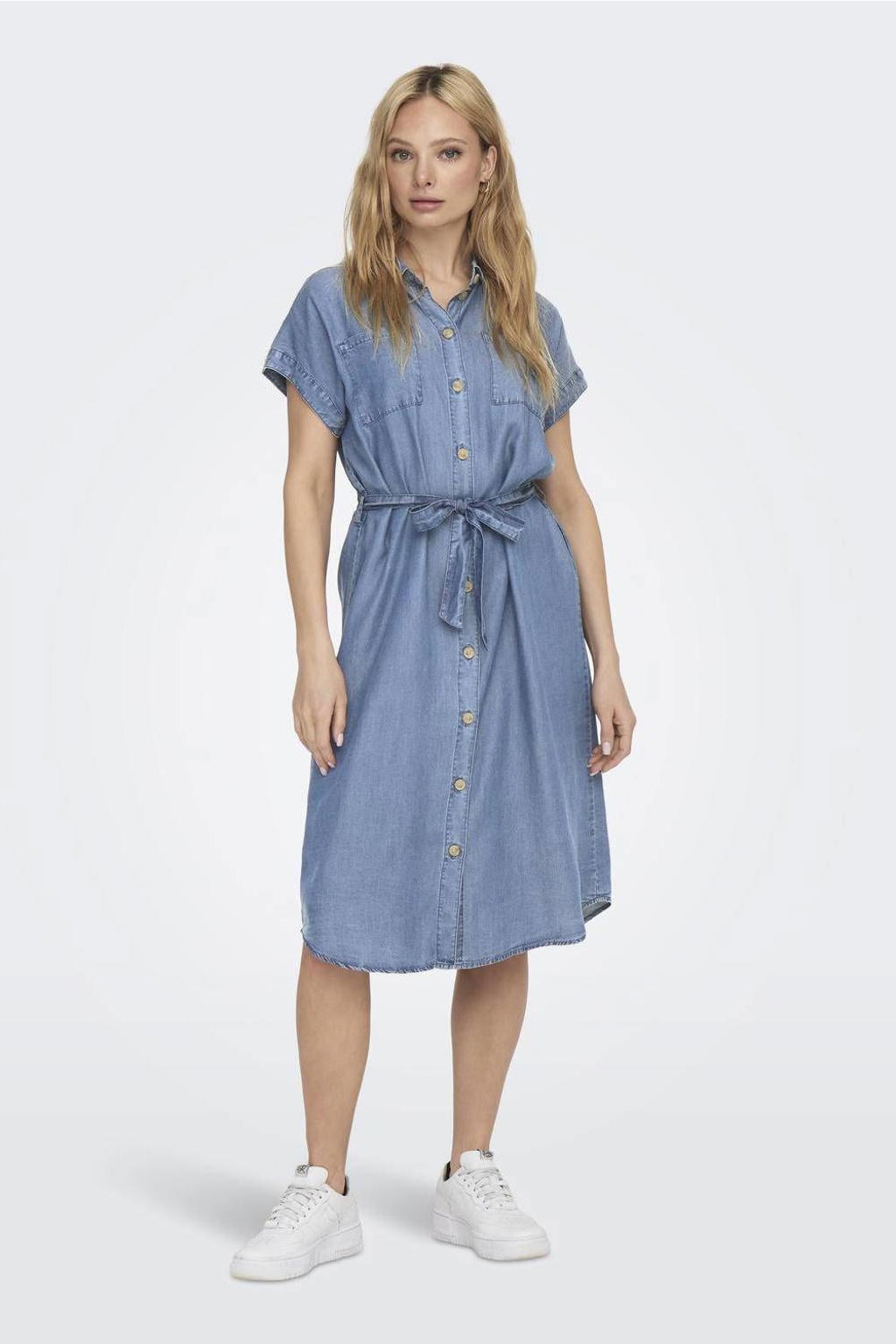 ONLY spijker blousejurk ONLPEMA medium blue denim