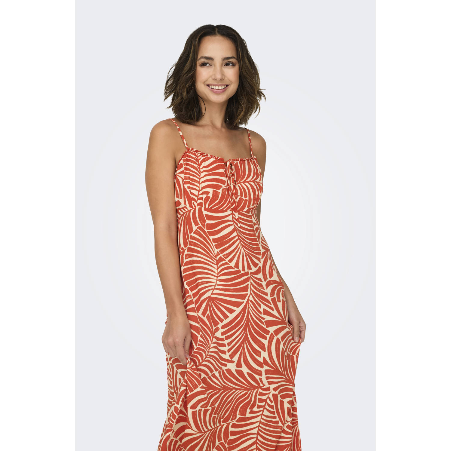 ONLY jurk ONLNELLY rood beige